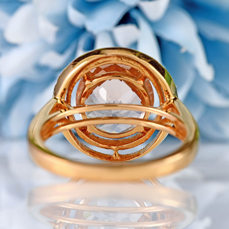Ellibelle Jewellery Morganite & Diamond 18ct Rose Gold Halo Cluster Ring
