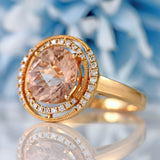 Ellibelle Jewellery Morganite & Diamond 18ct Rose Gold Halo Cluster Ring