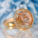 Ellibelle Jewellery Morganite & Diamond 18ct Rose Gold Halo Cluster Ring