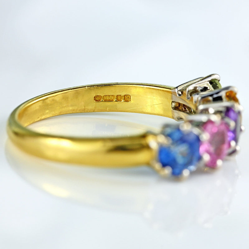 Ellibelle Jewellery Multi-Coloured Sapphire 18ct Gold Five Stone Ring (2.50cts)
