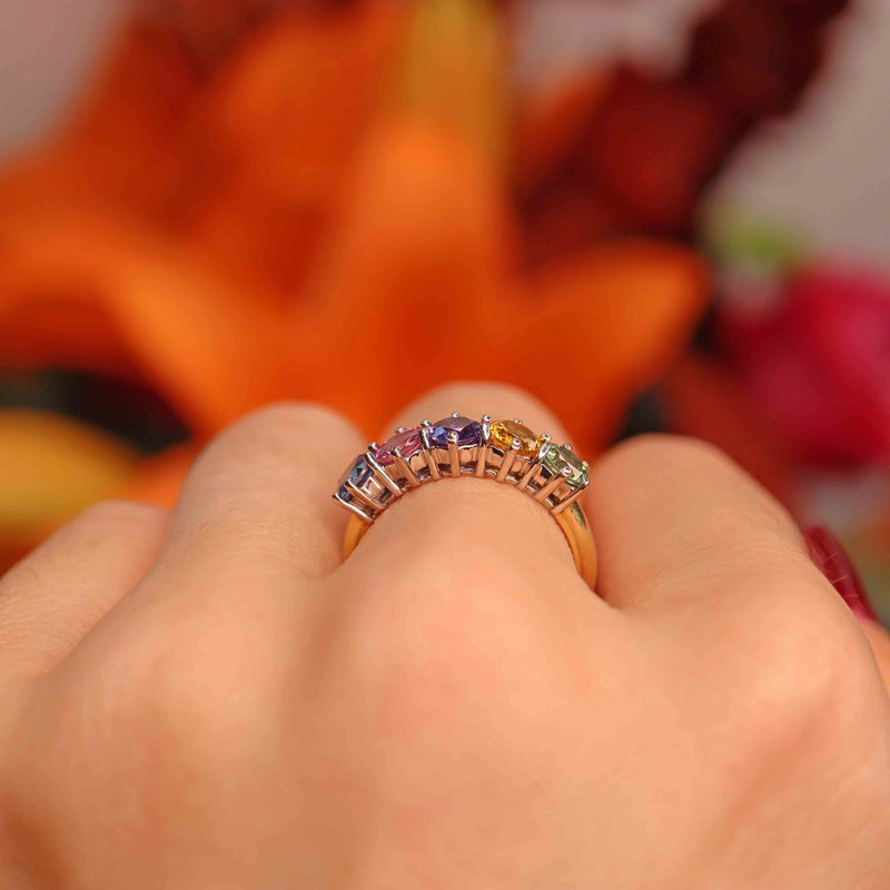 Ellibelle Jewellery Multi-Coloured Sapphire 18ct Gold Five Stone Ring (2.50cts)