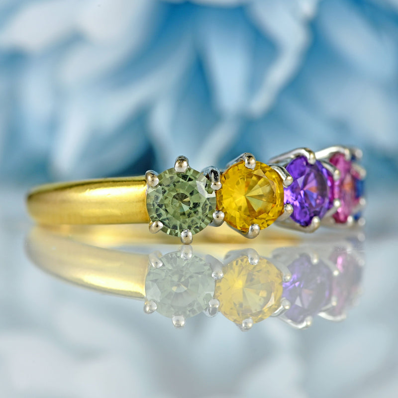 Ellibelle Jewellery Multi-Coloured Sapphire 18ct Gold Five Stone Ring (2.50cts)