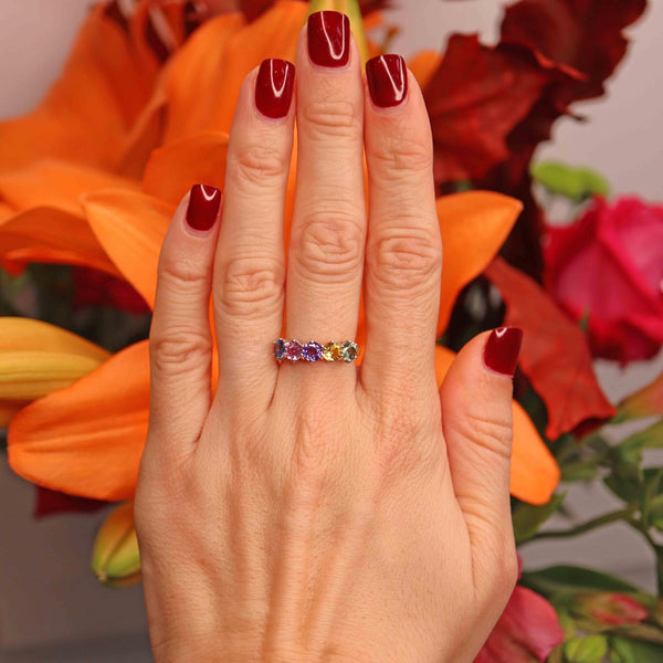 Ellibelle Jewellery Multi-Coloured Sapphire 18ct Gold Five Stone Ring (2.50cts)