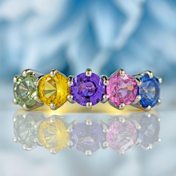 Ellibelle Jewellery Multi-Coloured Sapphire 18ct Gold Five Stone Ring (2.50cts)