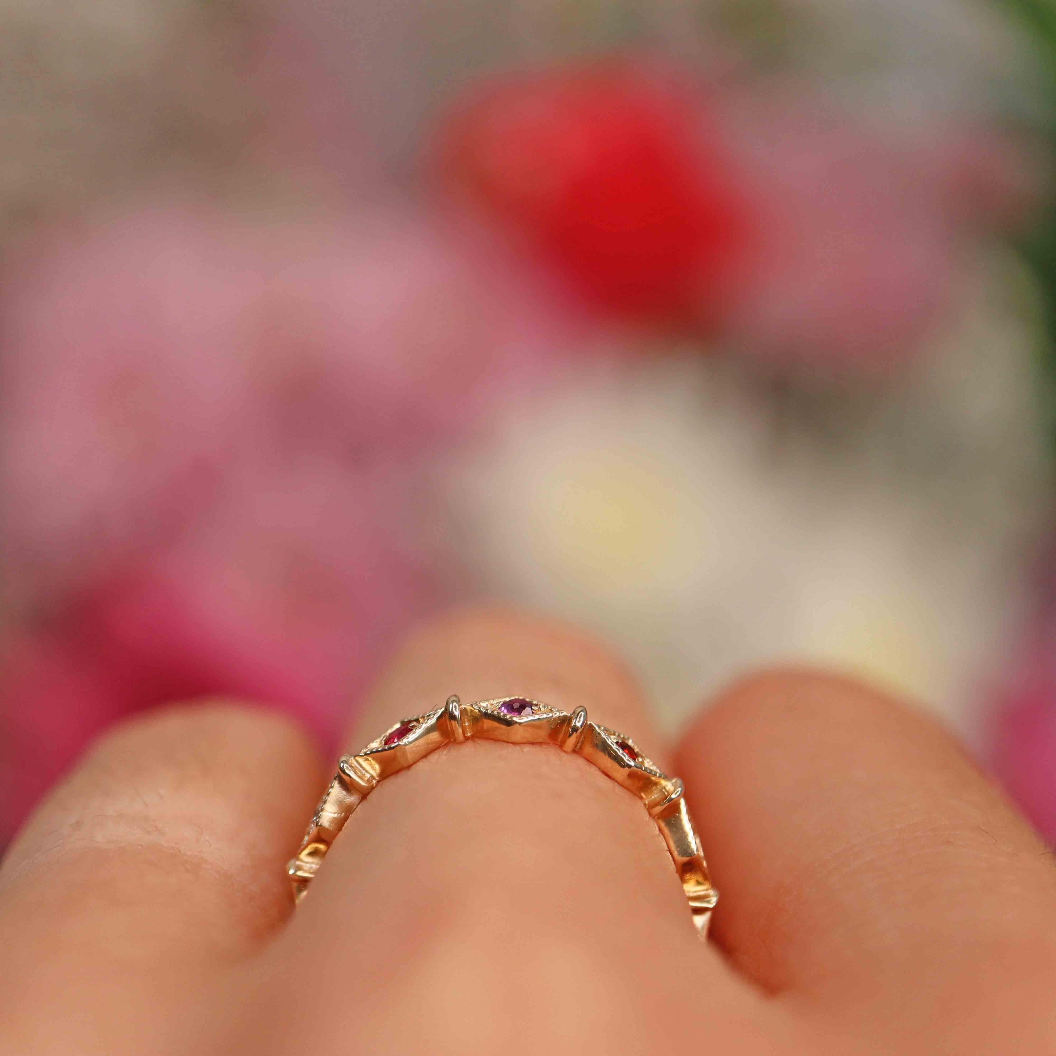 Ellibelle Jewellery Multi-Gem 9ct Gold "Regards" Stacking Band Ring