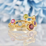 Ellibelle Jewellery Multi Gemstone 9ct Gold Bubble Ring