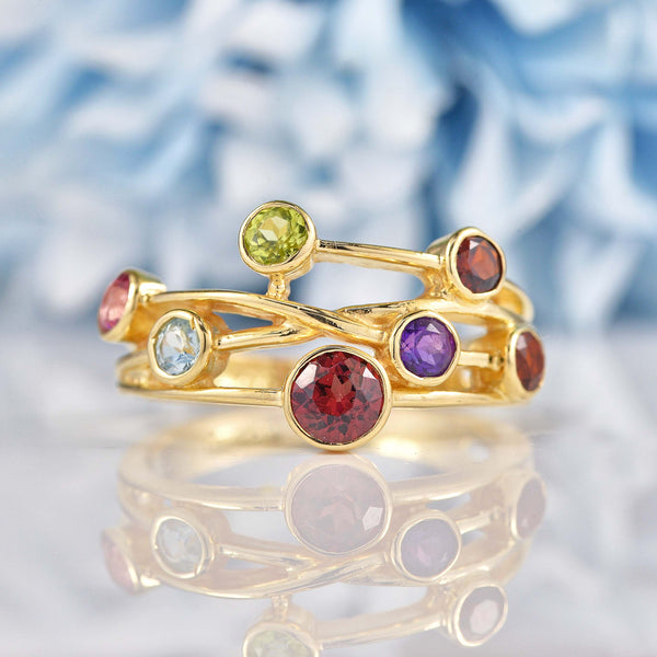 Ellibelle Jewellery Multi Gemstone 9ct Gold Bubble Ring