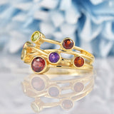 Ellibelle Jewellery Multi Gemstone 9ct Gold Bubble Ring