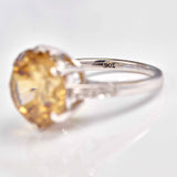 Ellibelle Jewellery Natural 10.98ct Cognac Zircon & Diamond 9ct White Gold Ring