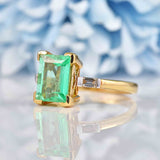 Ellibelle Jewellery Natural Emerald & Diamond 18ct Gold Three-Stone Ring