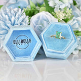 Ellibelle Jewellery Natural Emerald & Diamond 18ct Gold Three-Stone Ring