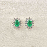 Ellibelle Jewellery Natural Emerald & Diamond White Gold Cluster Stud Earrings