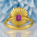 Ellibelle Jewellery Natural Pink Spinel & Diamond 18ct Gold Cushion-Cut Cluster Engagement Ring