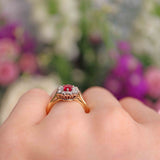 Ellibelle Jewellery Natural Ruby & Diamond 18ct Gold Cluster Engagement Ring