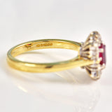 Ellibelle Jewellery Natural Ruby & Diamond 18ct Gold Cluster Engagement Ring