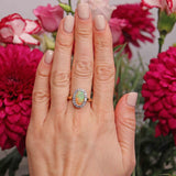Ellibelle Jewellery Opal & Diamond 18ct Gold Oval Cluster Engagement Ring
