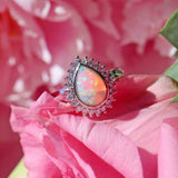 Ellibelle Jewellery Opal & Diamond 18ct White Gold Pear-Shaped Cluster Ring
