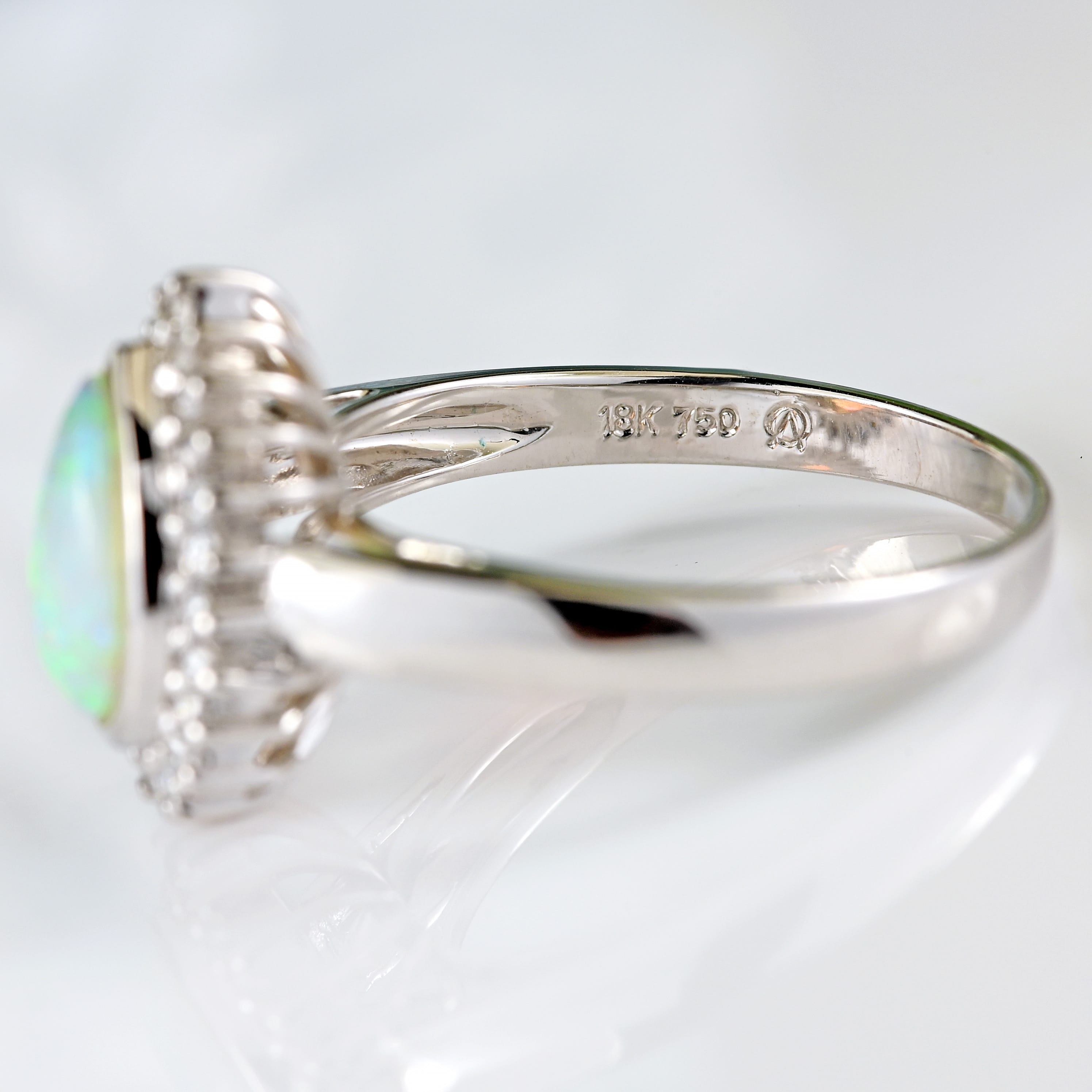 Ellibelle Jewellery Opal & Diamond 18ct White Gold Pear-Shaped Cluster Ring