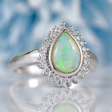 Ellibelle Jewellery Opal & Diamond 18ct White Gold Pear-Shaped Cluster Ring