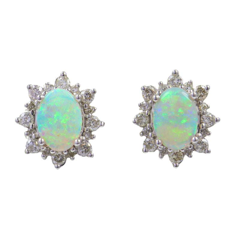 Ellibelle Jewellery Opal & Diamond 18ct White Gold Stud Earrings