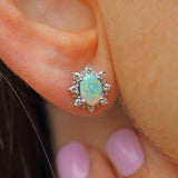 Ellibelle Jewellery Opal & Diamond 18ct White Gold Stud Earrings