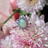 Ellibelle Jewellery Opal & Diamond White Gold Oval Cluster Ring
