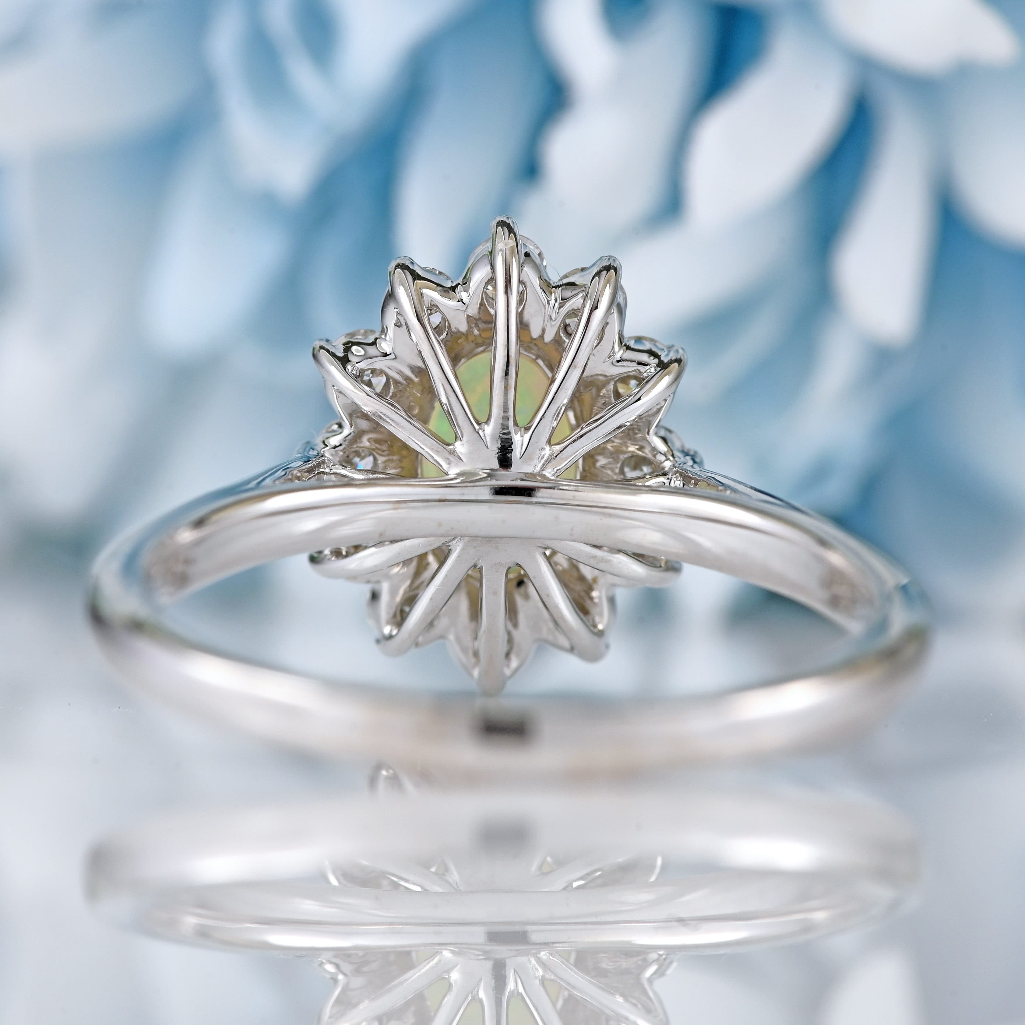 Ellibelle Jewellery Opal & Diamond White Gold Oval Cluster Ring