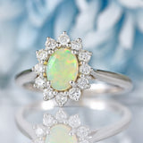 Ellibelle Jewellery Opal & Diamond White Gold Oval Cluster Ring