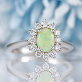Ellibelle Jewellery Opal & Diamond White Gold Oval Cluster Ring