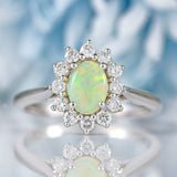 Ellibelle Jewellery Opal & Diamond White Gold Oval Cluster Ring