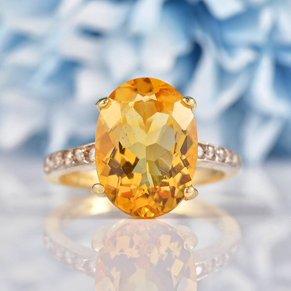 Ellibelle Jewellery Oval Citrine & Diamond 9ct Gold Dress Ring (4.80ct)