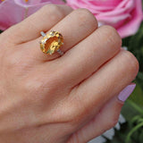 Ellibelle Jewellery Oval Citrine & Diamond 9ct Gold Dress Ring (4.80ct)