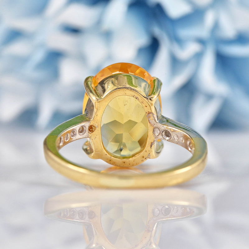 Ellibelle Jewellery Oval Citrine & Diamond 9ct Gold Dress Ring (4.80ct)