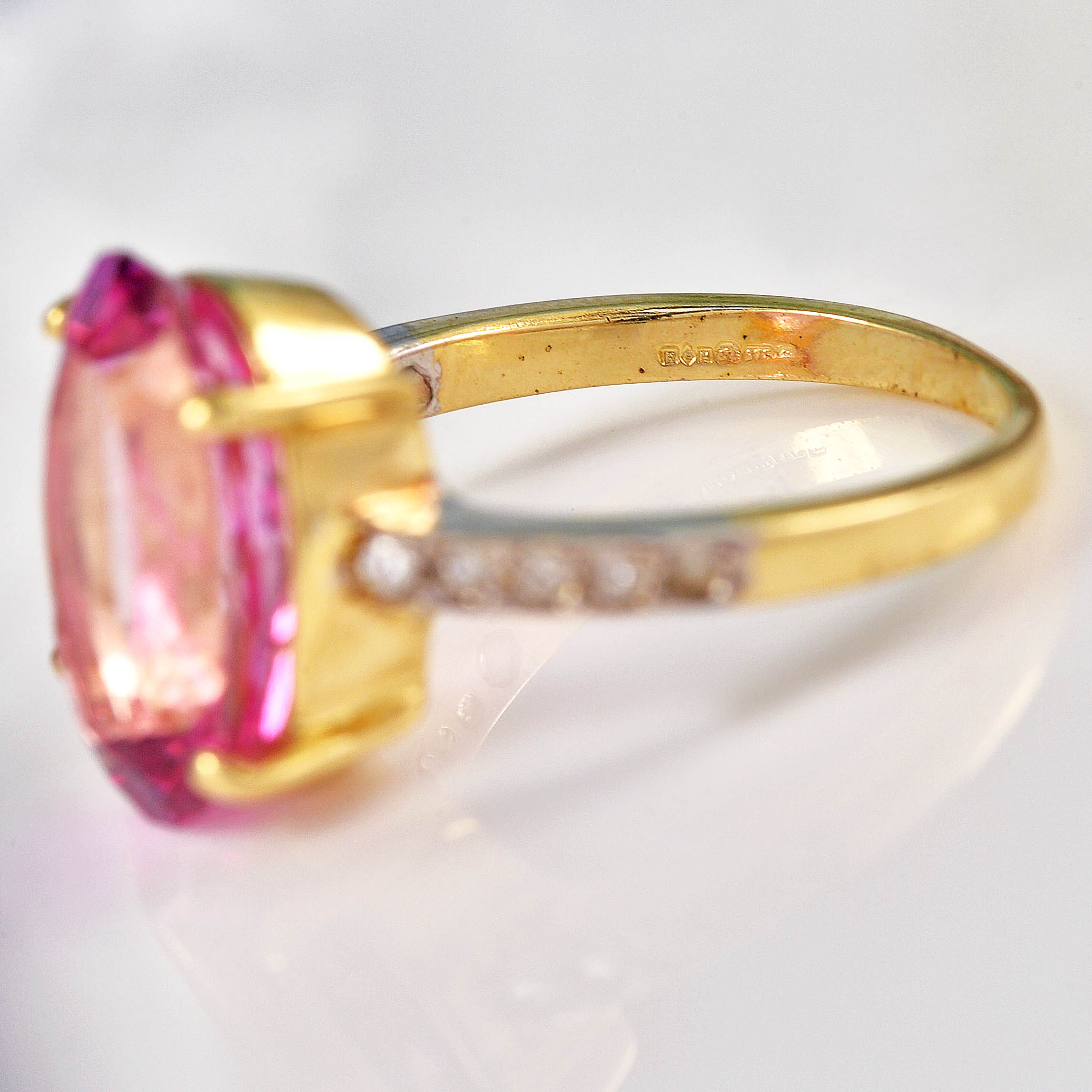 Ellibelle Jewellery Oval Pink Topaz & Diamond 9ct Gold Dress Ring (7.00ct)