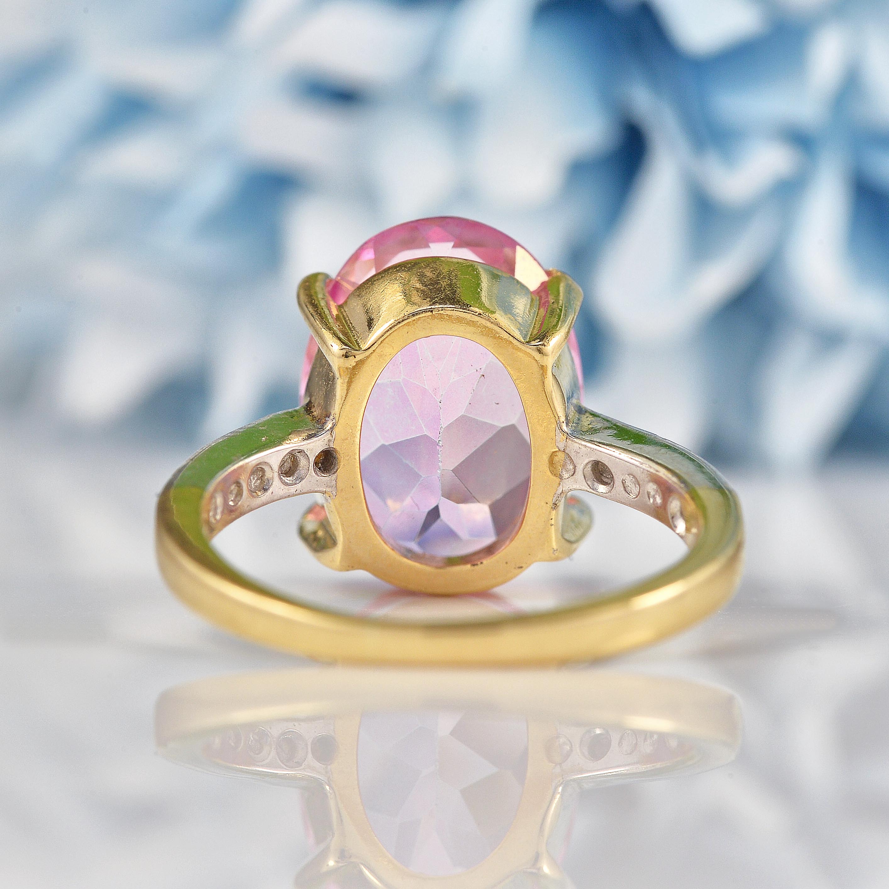 Ellibelle Jewellery Oval Pink Topaz & Diamond 9ct Gold Dress Ring (7.00ct)