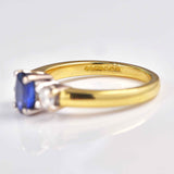 Ellibelle Jewellery Oval Sapphire & Diamond 18ct Gold Three-Stone Engagement Ring