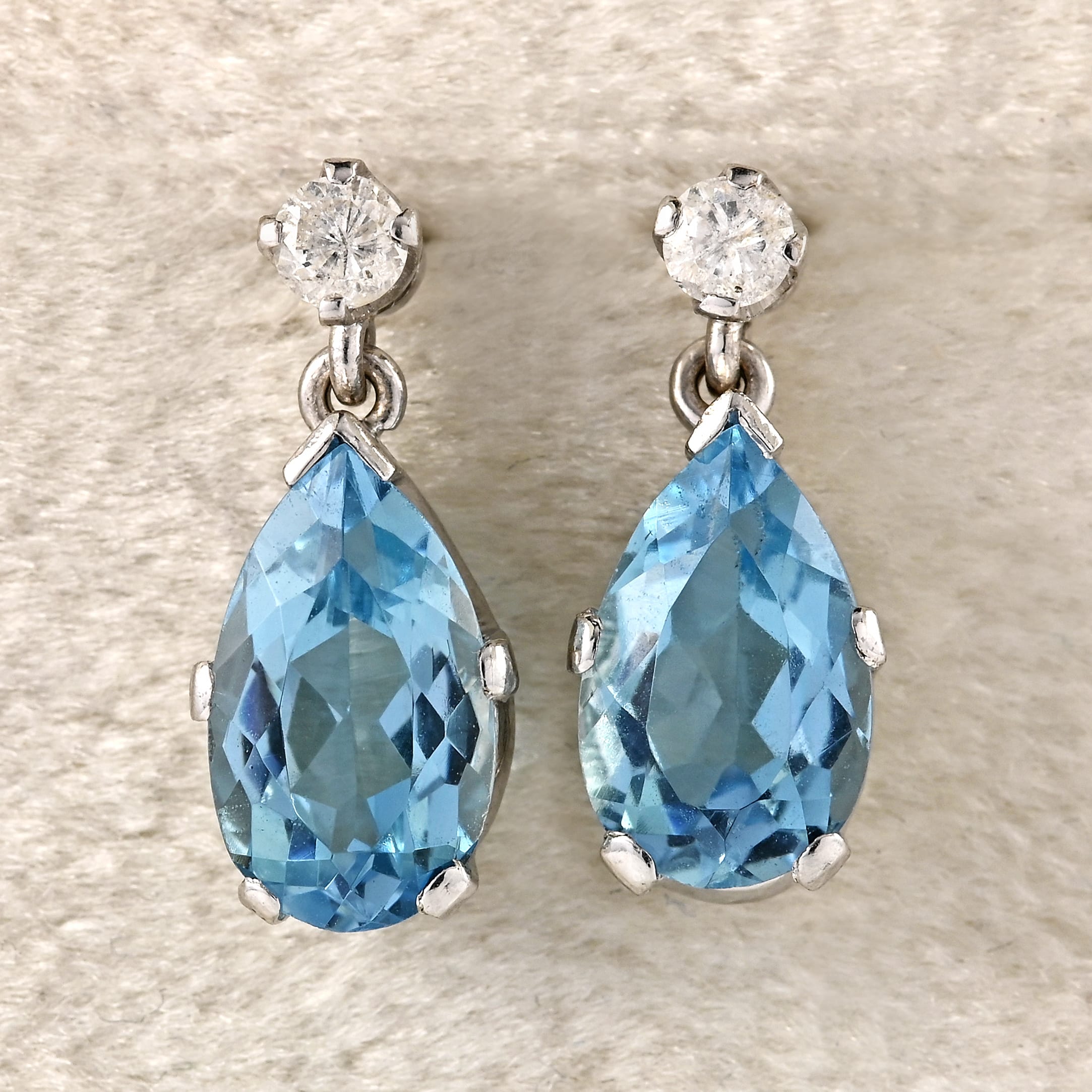 Ellibelle Jewellery Pear-Shaped Aquamarine & Diamond 18ct White Gold Drop Earrings