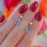 Ellibelle Jewellery Pear-Shaped Aquamarine & Diamond 18ct White Gold Drop Earrings