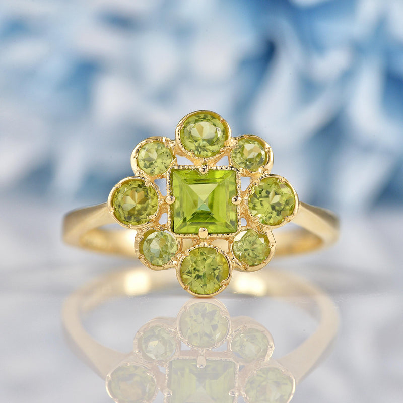 Ellibelle Jewellery Peridot 9ct Gold Cluster Ring