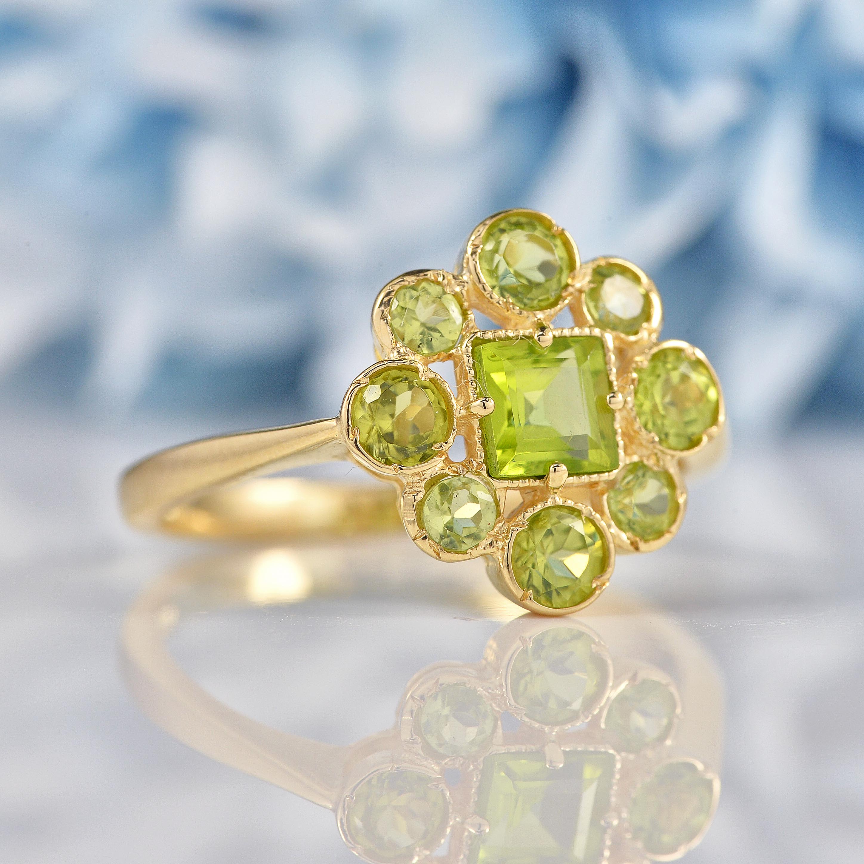 Ellibelle Jewellery Peridot 9ct Gold Cluster Ring