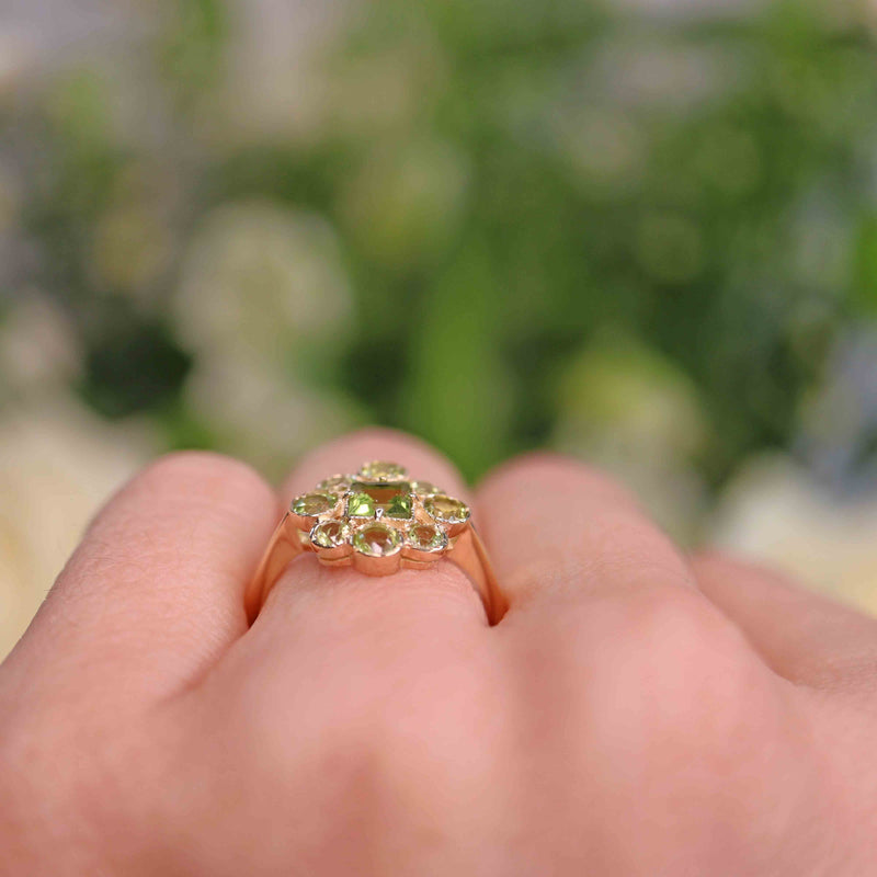 Ellibelle Jewellery Peridot 9ct Gold Cluster Ring