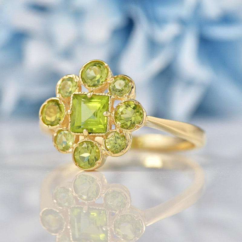 Ellibelle Jewellery Peridot 9ct Gold Cluster Ring