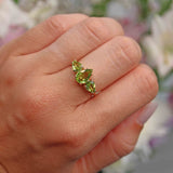Ellibelle Jewellery Peridot 9ct Gold Pear-Shaped Trilogy Ring