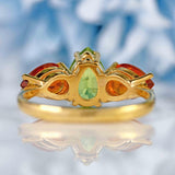 Ellibelle Jewellery Peridot & Citrine 9ct Gold Pear-Shaped Trilogy Ring