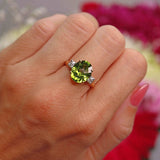 Ellibelle Jewellery Peridot & Diamond 18ct Gold Three-Stone Trilogy Ring (5.13cts)