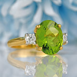 Ellibelle Jewellery Peridot & Diamond 18ct Gold Three-Stone Trilogy Ring (5.13cts)