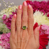 Ellibelle Jewellery Peridot & Diamond 18ct Gold Three-Stone Trilogy Ring (5.13cts)