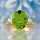 Ellibelle Jewellery Peridot & Diamond 18ct Gold Three-Stone Trilogy Ring (5.13cts)