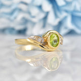 Ellibelle Jewellery Peridot & Diamond 9ct Gold Crossover Engagement Ring