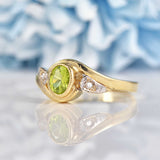 Ellibelle Jewellery Peridot & Diamond 9ct Gold Crossover Engagement Ring